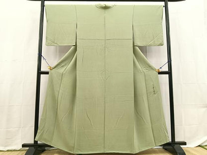平和屋着物■上質な色無地　作家物　幻の染　岩石染　山葵色　やまと誂製　正絹　逸品　BAAX9217yc