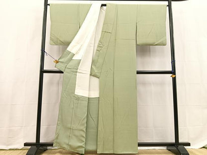 平和屋着物■上質な色無地　作家物　幻の染　岩石染　山葵色　やまと誂製　正絹　逸品　BAAX9217yc