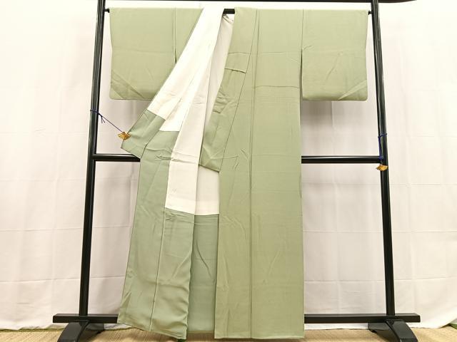 平和屋着物■上質な色無地　作家物　幻の染　岩石染　山葵色　やまと誂製　正絹　逸品　BAAX9217yc