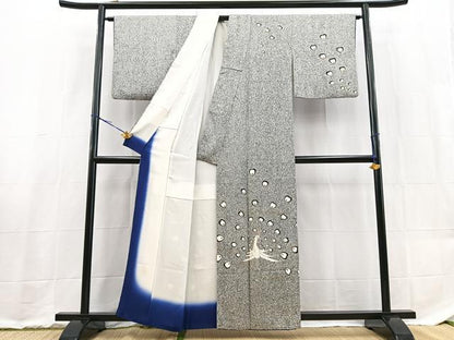 平和屋着物■訪問着　孔雀文　たたき染め　黒地　金彩　正絹　逸品　BAAX9218yc