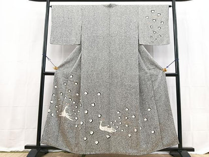 平和屋着物■訪問着　孔雀文　たたき染め　黒地　金彩　正絹　逸品　BAAX9218yc