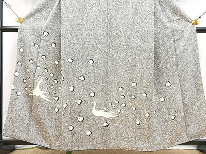 平和屋着物■訪問着　孔雀文　たたき染め　黒地　金彩　正絹　逸品　BAAX9218yc
