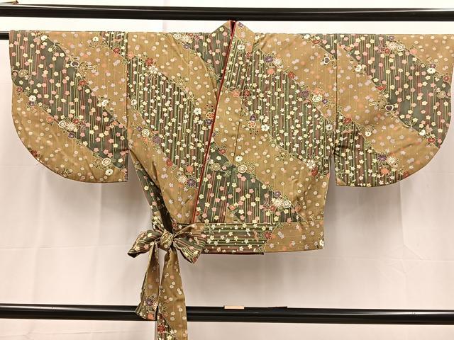 平和屋着物■小紋　二部式　草花文　金彩　洗える着物　BAAX9221yc