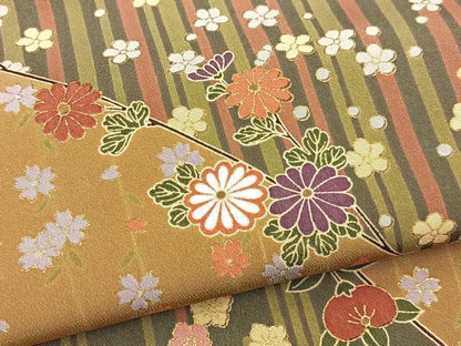 平和屋着物■小紋　二部式　草花文　金彩　洗える着物　BAAX9221yc