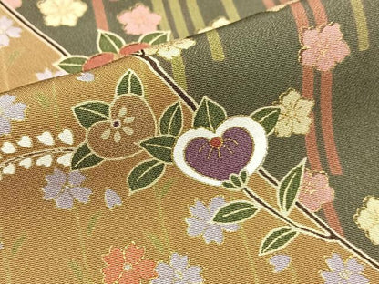 平和屋着物■小紋　二部式　草花文　金彩　洗える着物　BAAX9221yc