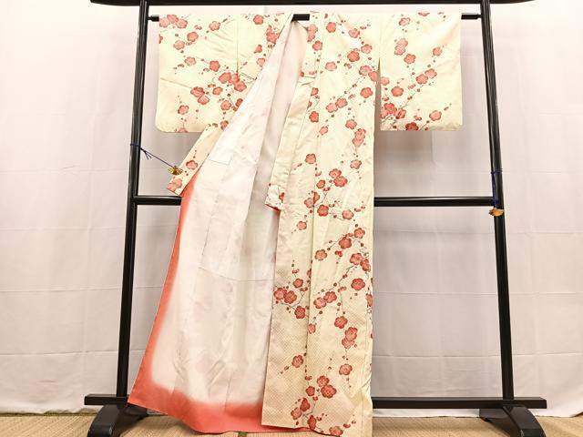 平和屋着物■小紋　枝梅文　洗える着物　BAAX9225yc