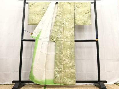 平和屋着物■小紋　枝花文　暈し染め　洗える着物　BAAX9247yc