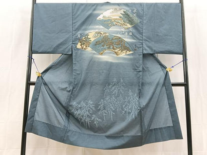 平和屋着物■男性　長襦袢　無双仕立て　人物風景文　暈し染め　金彩　洗える着物　BAAX9252yc