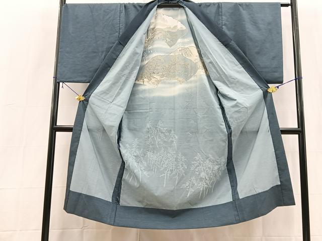 平和屋着物□男性 長襦袢 無双仕立て 人物風景文 暈し染め 金彩 洗える