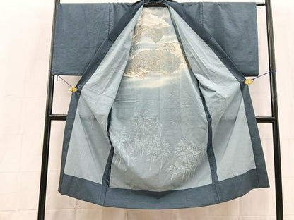 平和屋着物■男性　長襦袢　無双仕立て　人物風景文　暈し染め　金彩　洗える着物　BAAX9252yc
