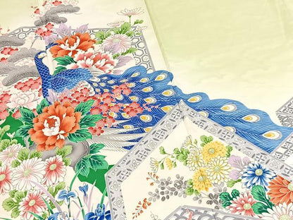 平和屋着物■訪問着　孔雀花文　暈し染め　金彩　洗える着物　BAAX9253yc