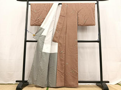 平和屋着物■小紋　絞り　草木文　洗える着物　BAAX9254yc