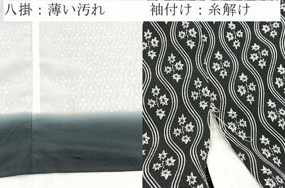 平和屋着物■小紋　立涌楓文　黒地　洗える着物　BAAX9267yc