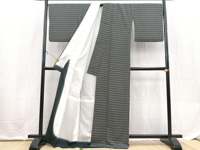 平和屋着物■小紋　立涌楓文　黒地　洗える着物　BAAX9267yc