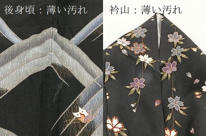 平和屋着物■訪問着　立波花蝶文　黒地　金彩　洗える着物　BAAX9276yc