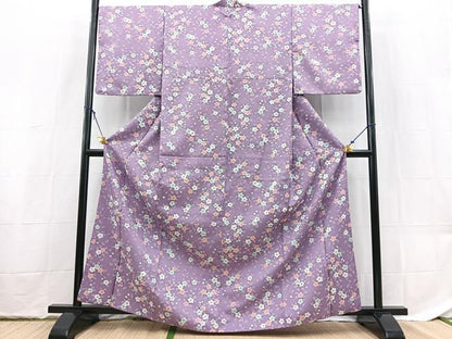 平和屋着物■小紋　草花文　洗える着物　BAAX9279yc