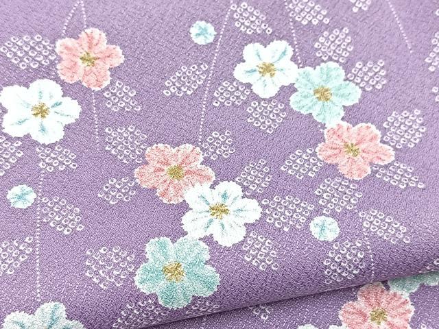 平和屋着物■小紋　草花文　洗える着物　BAAX9279yc