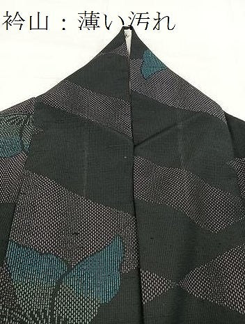 平和屋着物■小紋　舞蝶文　黒地　洗える着物　BAAX9280yc