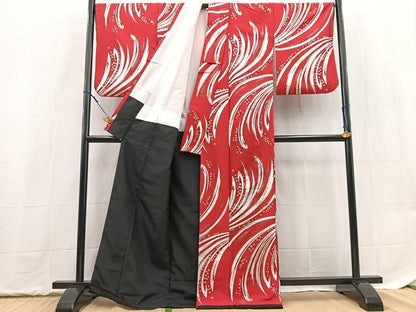 平和屋着物■小紋　桜流し　銀彩　洗える着物　BAAX9294yc