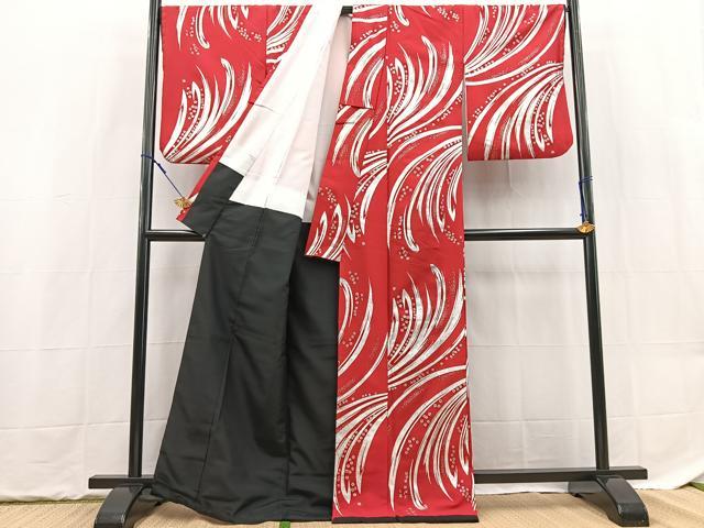 平和屋着物■小紋　桜流し　銀彩　洗える着物　BAAX9294yc
