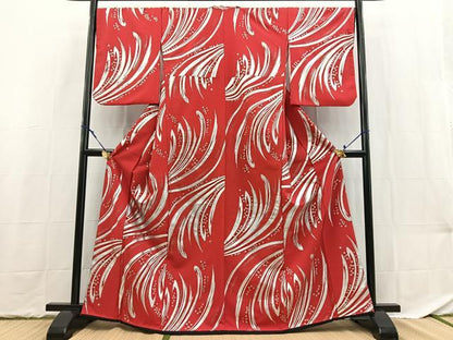平和屋着物■小紋　桜流し　銀彩　洗える着物　BAAX9294yc