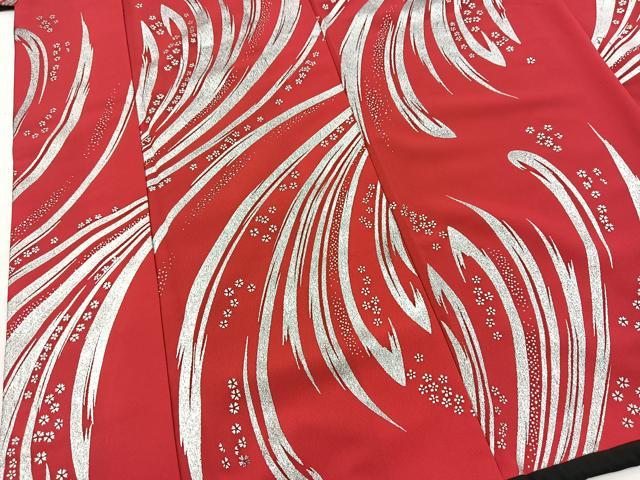 平和屋着物■小紋　桜流し　銀彩　洗える着物　BAAX9294yc
