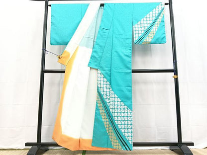 平和屋着物■訪問着　背抜き仕立て　箔散らし文様　金彩　洗える着物　BAAX9296yc