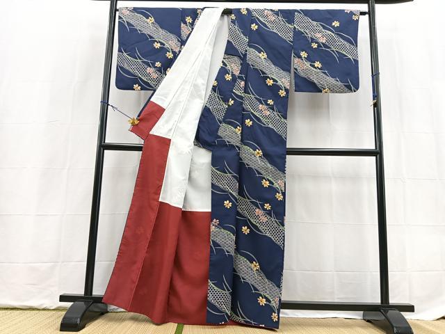 平和屋着物■小紋　吉祥花文　洗える着物　BAAX9299yc