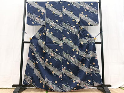 平和屋着物■小紋　吉祥花文　洗える着物　BAAX9299yc