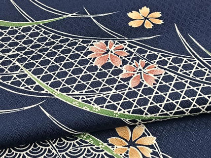 平和屋着物■小紋　吉祥花文　洗える着物　BAAX9299yc