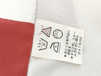 平和屋着物■色無地　紋意匠　甚三紅色　洗える着物　BAAX9301yc