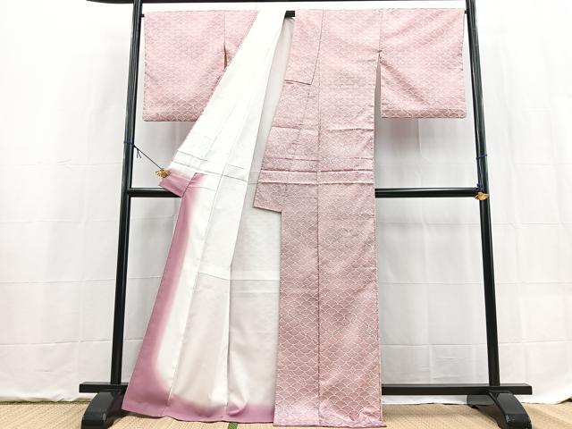 平和屋着物■小紋　青海波　暈し染め　洗える着物　BAAX9305yc