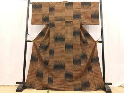平和屋着物■小紋　横段文　洗える着物　BAAX9307yc