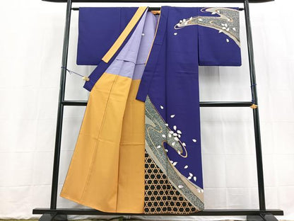 平和屋着物■訪問着　背抜き仕立て　桜散らし　金彩　洗える着物　BAAX9309yc