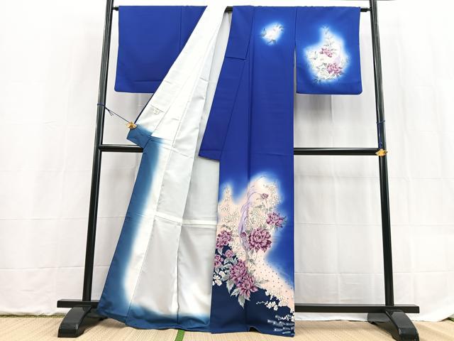 平和屋着物■訪問着　孔雀花文　暈し染め　金彩　洗える着物　BAAX9314yc