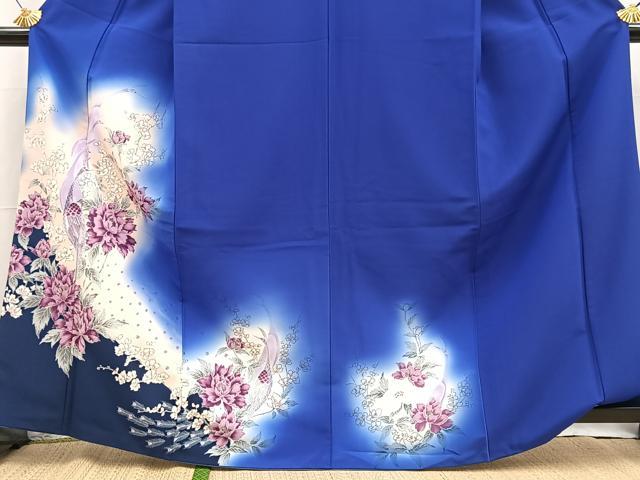 平和屋着物■訪問着　孔雀花文　暈し染め　金彩　洗える着物　BAAX9314yc