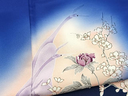 平和屋着物■訪問着　孔雀花文　暈し染め　金彩　洗える着物　BAAX9314yc