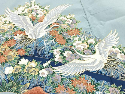 平和屋着物■色留訪問着　飛鶴花文　金彩　洗える着物　BAAX9316yc