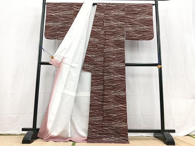 平和屋着物■小紋　流線文　洗える着物　BAAX9318yc