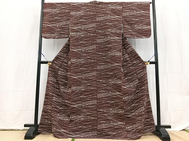 平和屋着物■小紋　流線文　洗える着物　BAAX9318yc