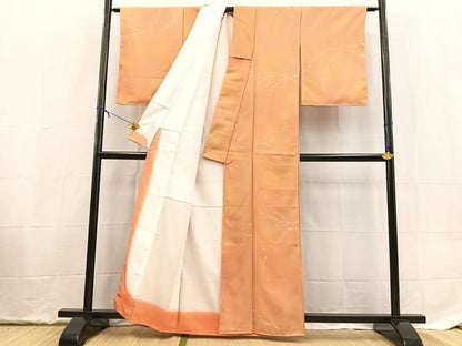 平和屋着物■小紋　手描き　枝垂れ柳文　暈し染め　洗える着物　未使用　BAAX9330yc