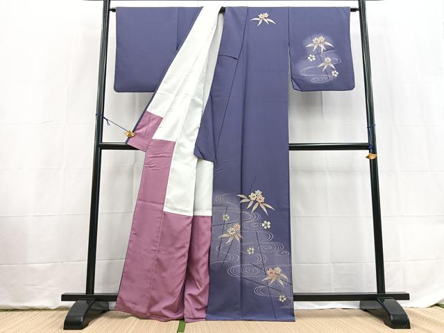 平和屋着物■訪問着　流水草花文　暈し染め　洗える着物　BAAX9333yc