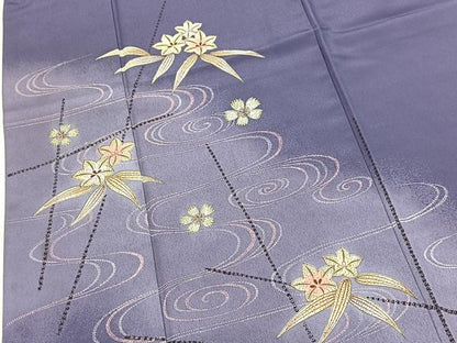 平和屋着物■訪問着　流水草花文　暈し染め　洗える着物　BAAX9333yc
