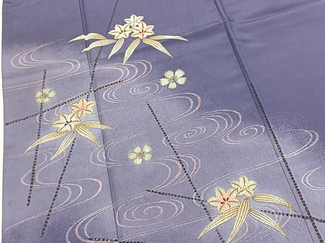 平和屋着物■訪問着　流水草花文　暈し染め　洗える着物　BAAX9333yc