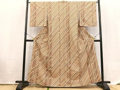 平和屋着物■小紋　斜線文　洗える着物　BAAX9334yc