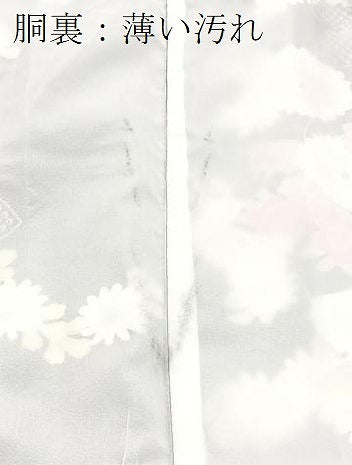 平和屋着物■小紋　草花文　黒地　洗える着物　未使用　BAAX9341yc