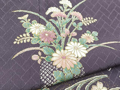 平和屋着物■訪問着　流水花文　洗える着物　BAAX9348yc
