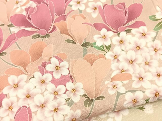 平和屋着物●H・L（アッシュエル）　HENRI-LUC CHAPUIS　訪問着　草花文　暈し染め　ロング丈　洗える着物　BAAX9350yc