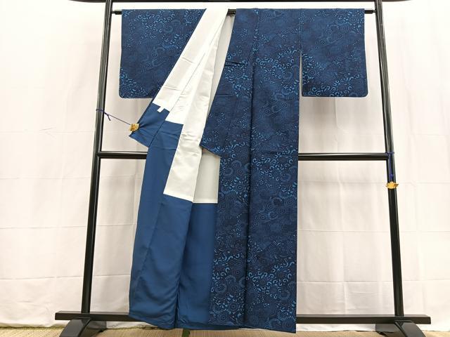 平和屋着物■小紋　切嵌花文　洗える着物　BAAX9359yc