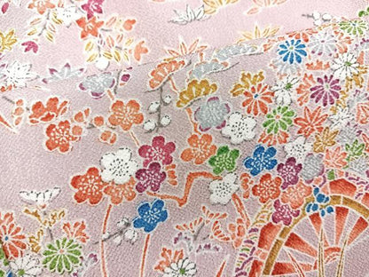平和屋着物■小紋　松竹梅風景文　鬼しぼ縮緬　洗える着物　BAAX9365yc